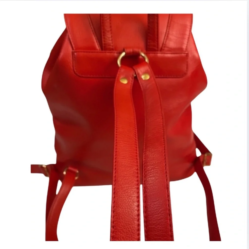 MCM Red Leather Backpack, EUC